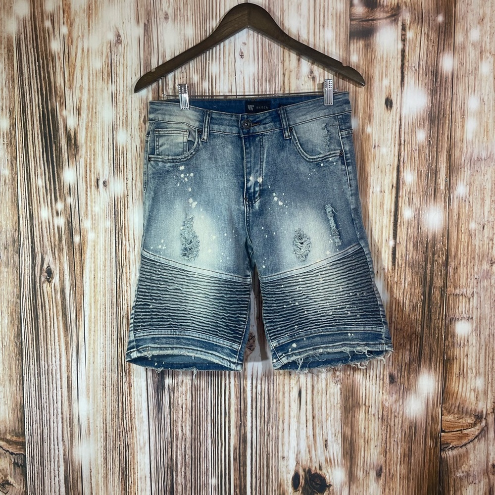 WAIMEA Shorts Unisex Youth 20 Skinny Fit Distressed Denim